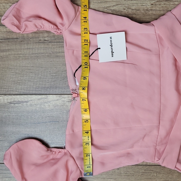 Superdown Blush Khloe Ruffle Puff Sleeve Mini tie Dress whimsical Feminine xs - Picture 8 of 16